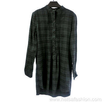 Ladies Check Shirt Long Sleeve Plaid Dress